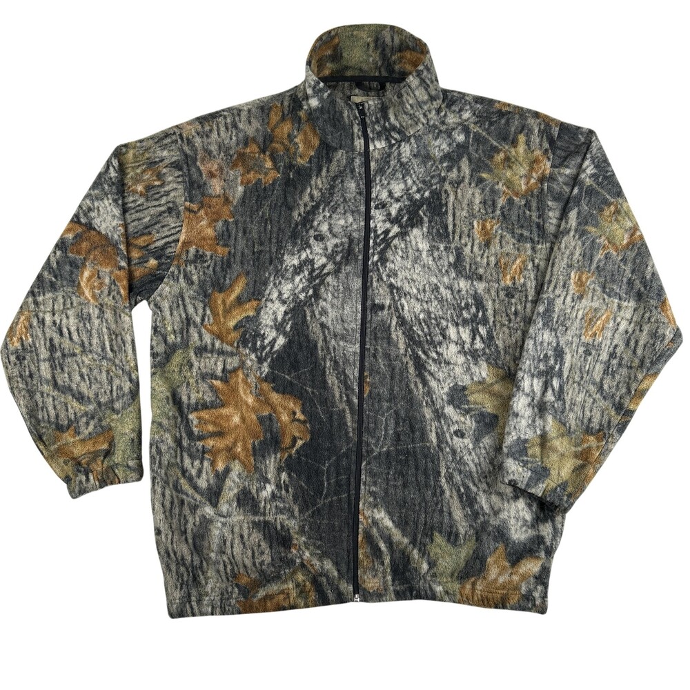 Vtg FieldStaff By Mossy Oak Jacket Mens Large Camo Fleece Full Zip WM440 Hunting